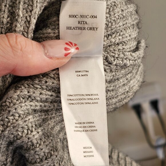 Rails Light Grey Knit Wool Blend Sweater Sz M - Picture 7 of 9